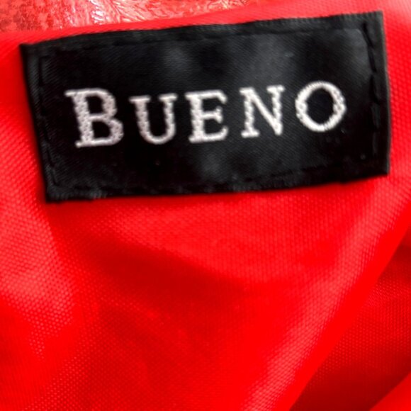 Vintage Bueno Tan Woven Straw Red Faux Leather Flower Satchel Bag - Picture 5 of 8